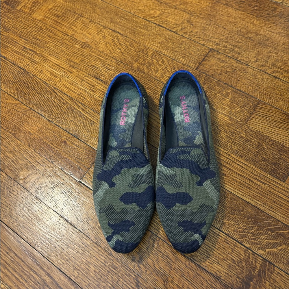 Rothy's Camouflage Flats with Blue Trim